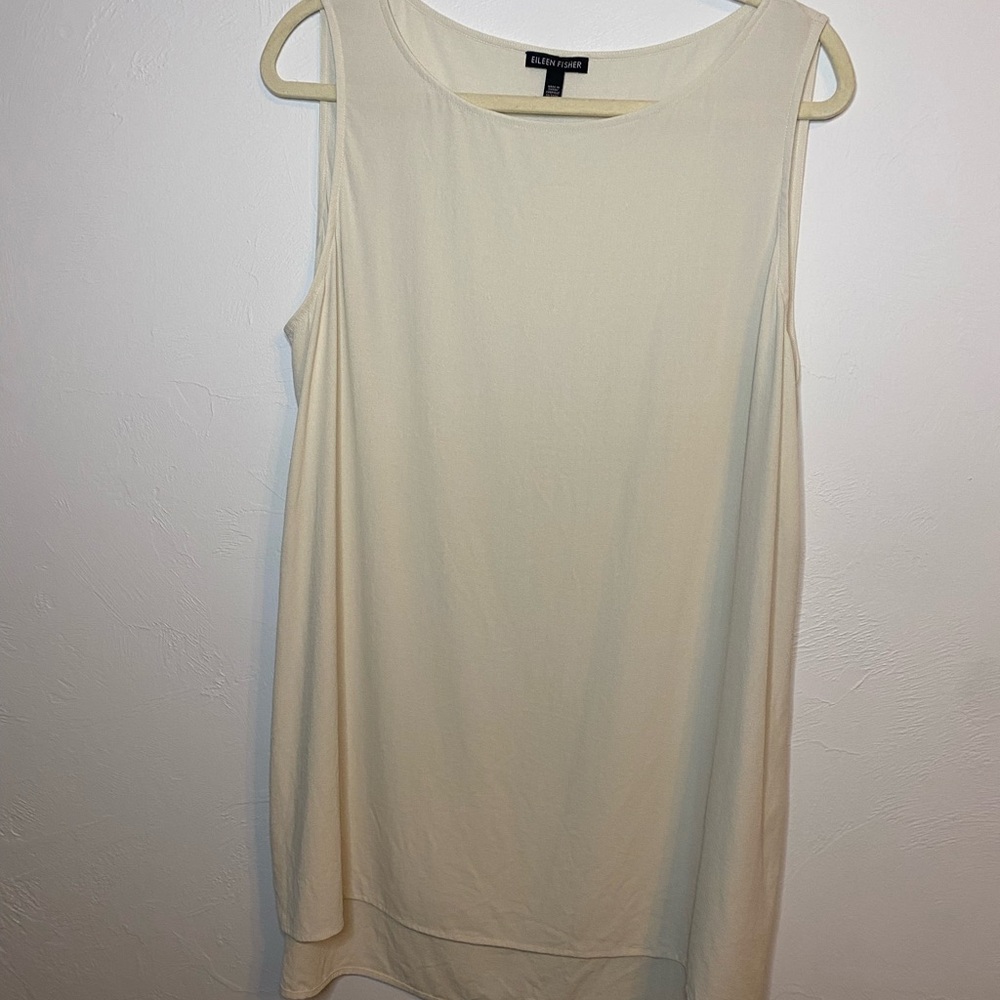 EILEEN FISHER Silk Georgette Crêpe Long Shell sz L